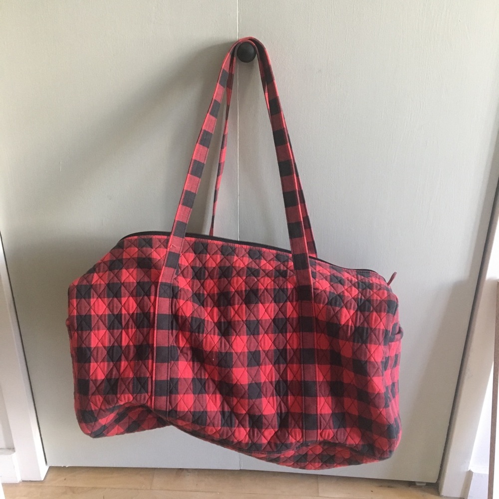 Vera bradley red buffalo check duffel